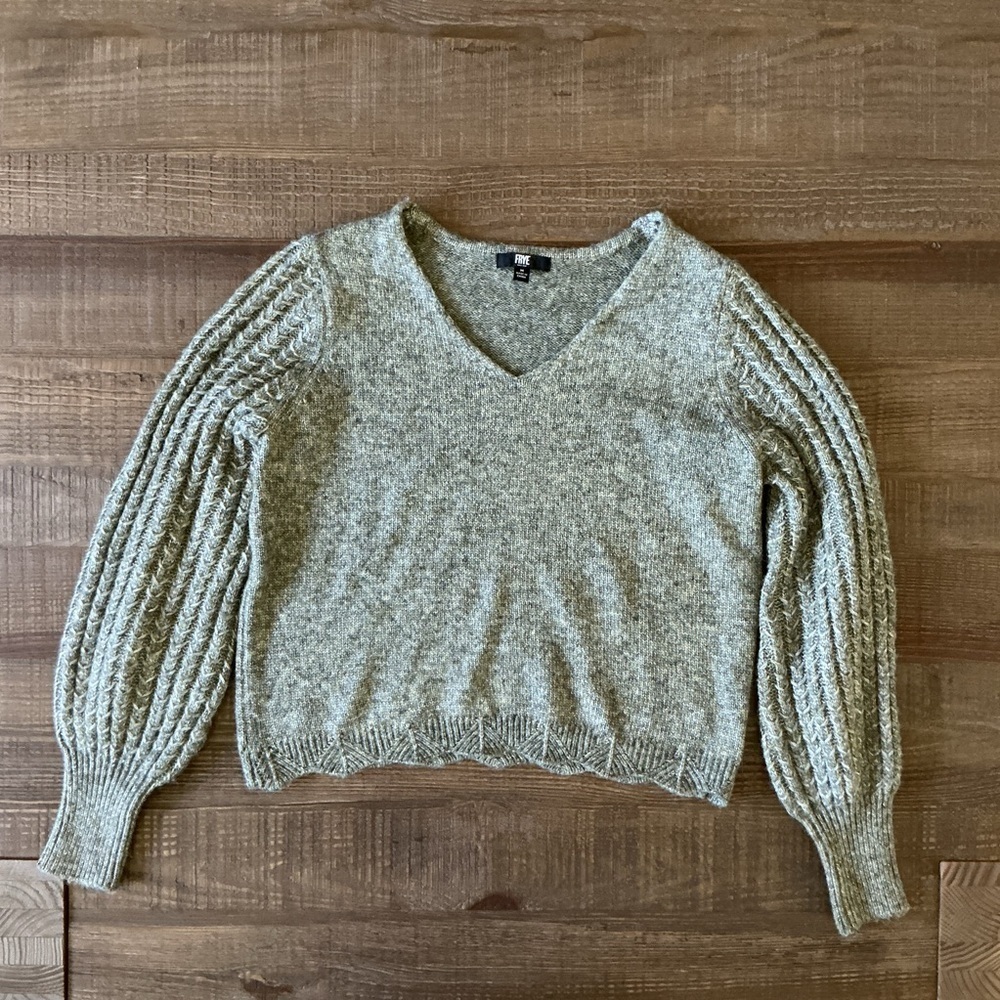 Frye Knit Pullover Sweater with Balloon Sleeves.